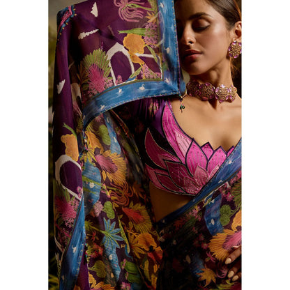 Baise Gaba Samandar Pre-Draped Saree with Stitched Blouse