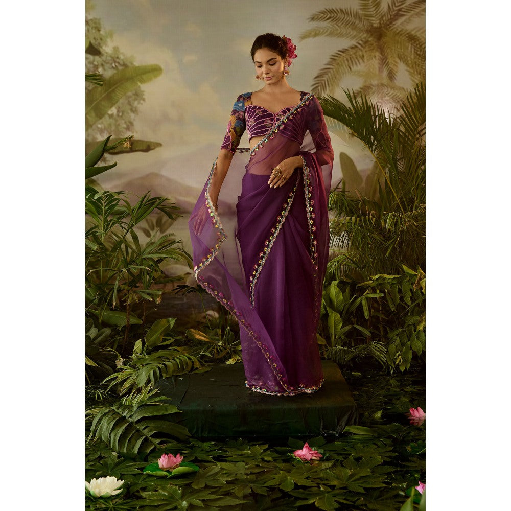 Baise Gaba Gopi Pre-Draped Saree with Stitched Blouse