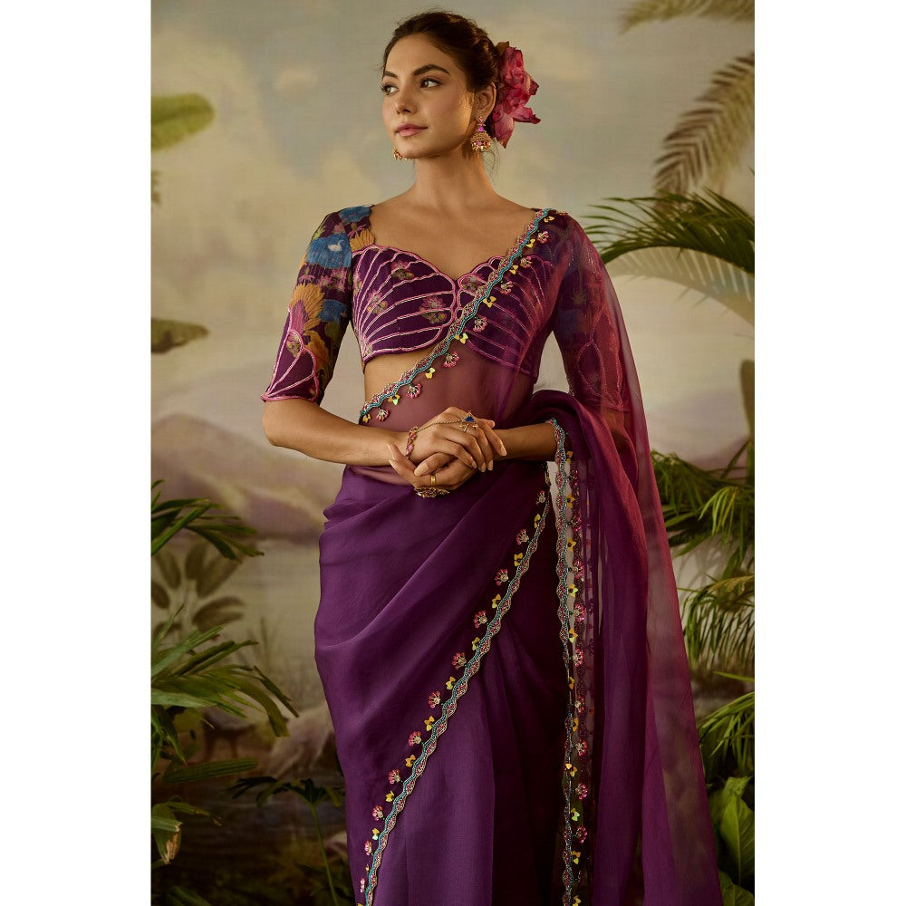 Baise Gaba Gopi Pre-Draped Saree with Stitched Blouse