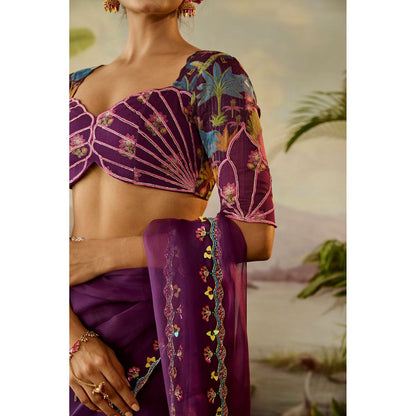 Baise Gaba Gopi Pre-Draped Saree with Stitched Blouse