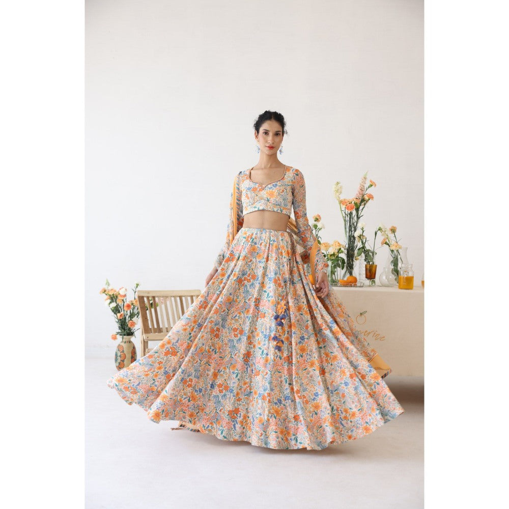 Baise Gaba Sunlit Lehenga Choli and Dupatta (Set of 3)