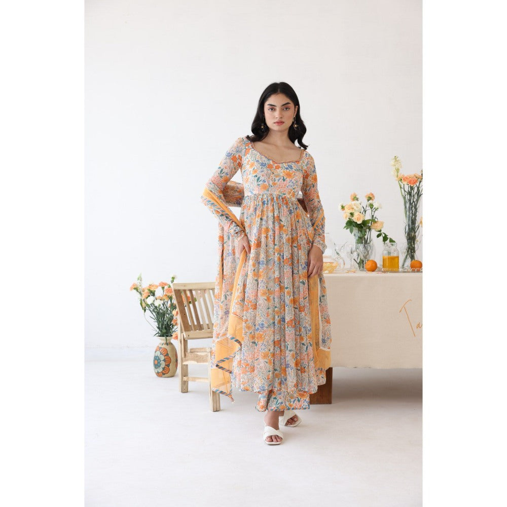 Baise Gaba Enigma Anarkali Kurta Pant and Dupatta (Set of 3)