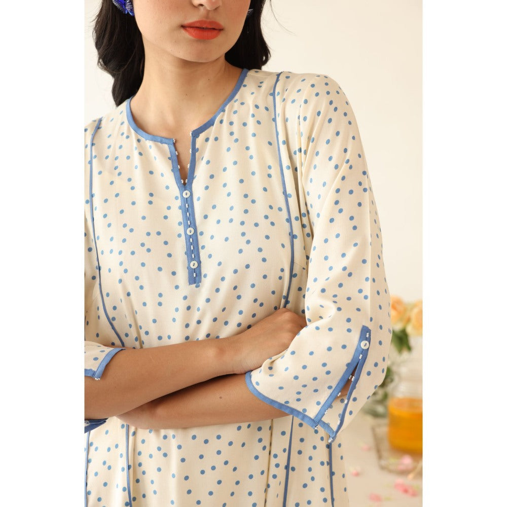 Baise Gaba Breeze Polka Dot A-Line Kurta with Pant (Set of 2)