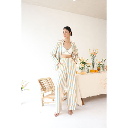 Baise Gaba Off White Stripe Print Halo Pants