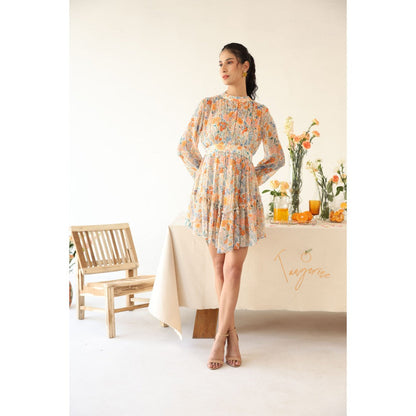 Baise Gaba Multi-Color Floral Print Sundew Mini Dress