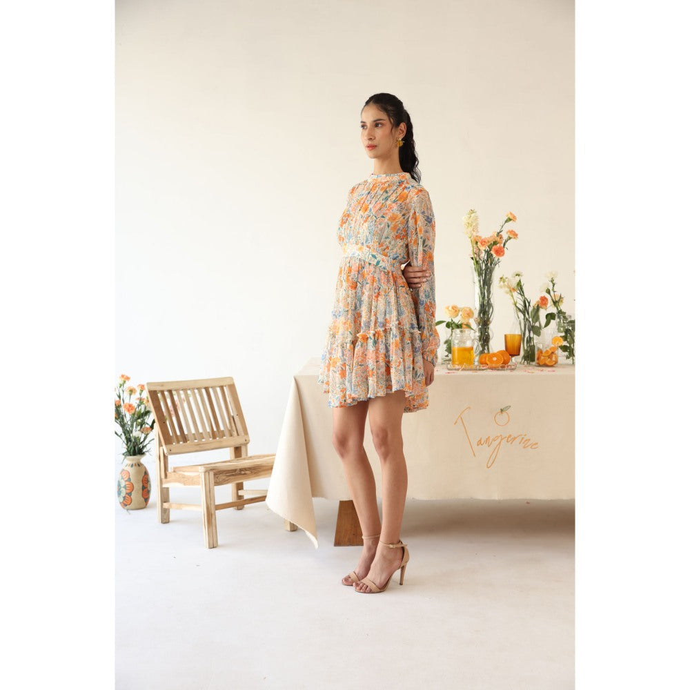Baise Gaba Multi-Color Floral Print Sundew Mini Dress
