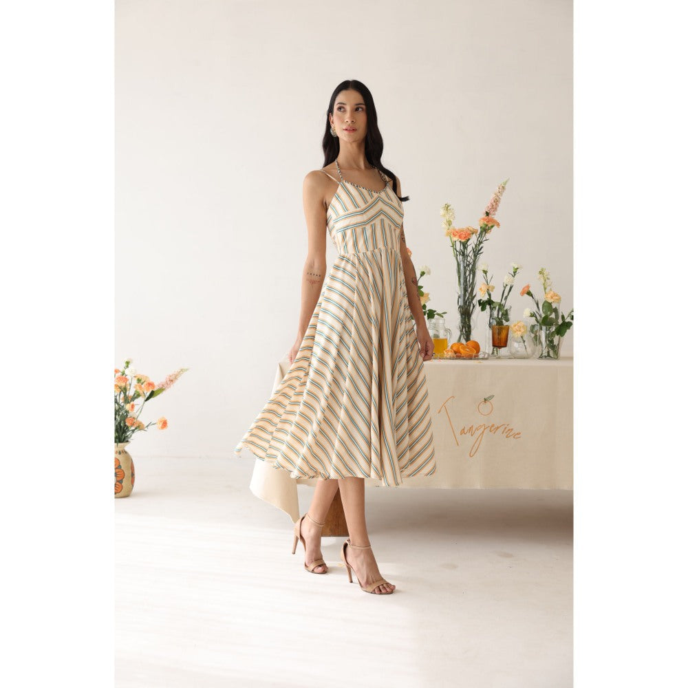 Baise Gaba Off White Stripes Sonnet Midi Dress