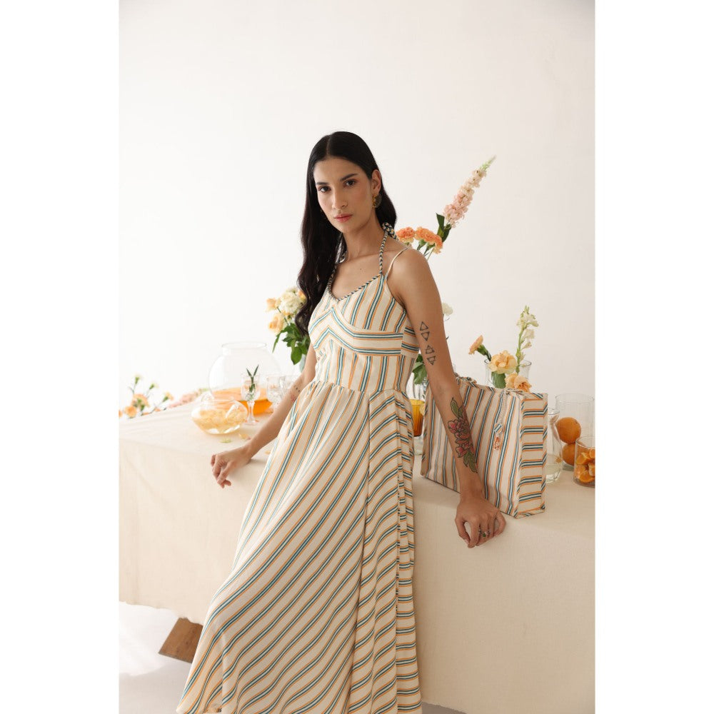 Baise Gaba Off White Stripes Sonnet Midi Dress