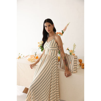 Baise Gaba Off White Stripes Sonnet Midi Dress