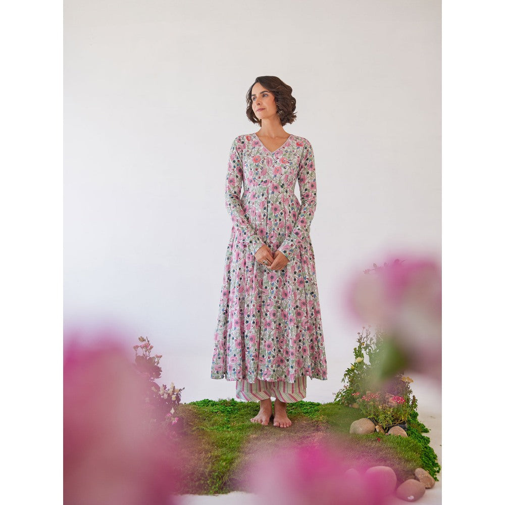 Baise Gaba Multi-Color Floral Printed Sakura Anarkali Kurta