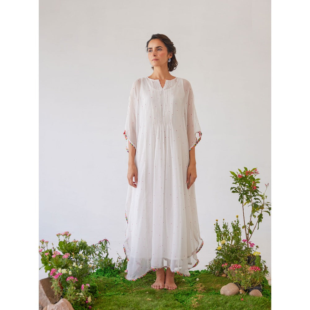 Baise Gaba White Polka Dots Raahat Kaftan