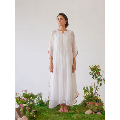Baise Gaba White Polka Dots Raahat Kaftan