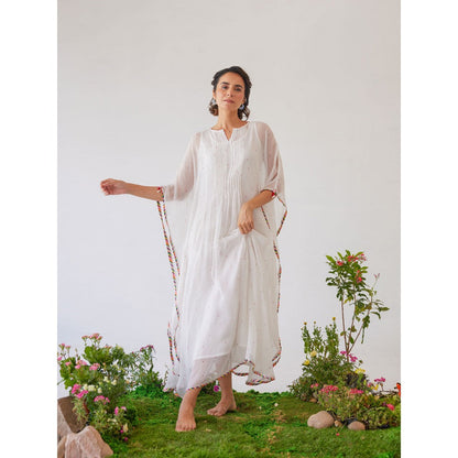 Baise Gaba White Polka Dots Raahat Kaftan