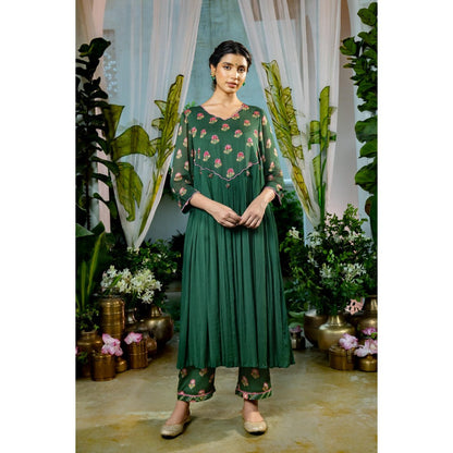 Baise Gaba Revathi Green Anarkali Kurta with Pant (Set of 2)