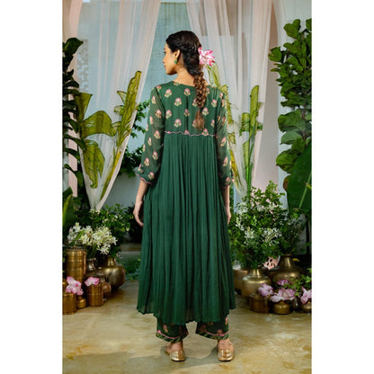 Baise Gaba Revathi Green Anarkali Kurta with Pant (Set of 2)