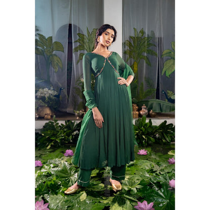 Baise Gaba Aishwarya Green Anarkali Kurta with Pant and Dupatta (Set of 3)