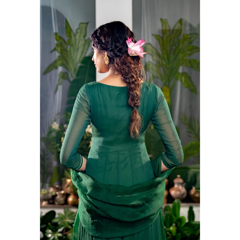 Baise Gaba Aishwarya Green Anarkali Kurta with Pant and Dupatta (Set of 3)