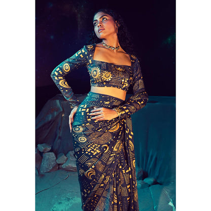 Baise Gaba Quasar Saree with Stitched Blouse