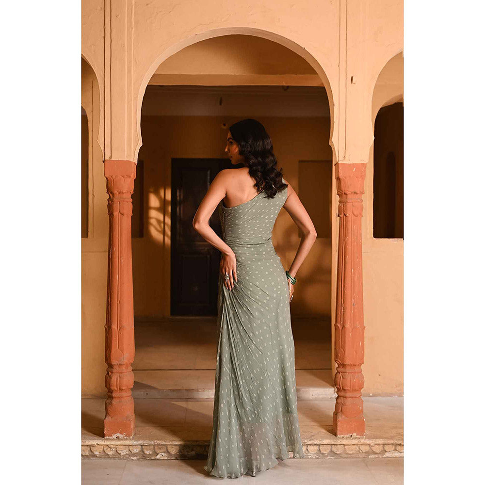 Baise Gaba Bandhani Green Dress