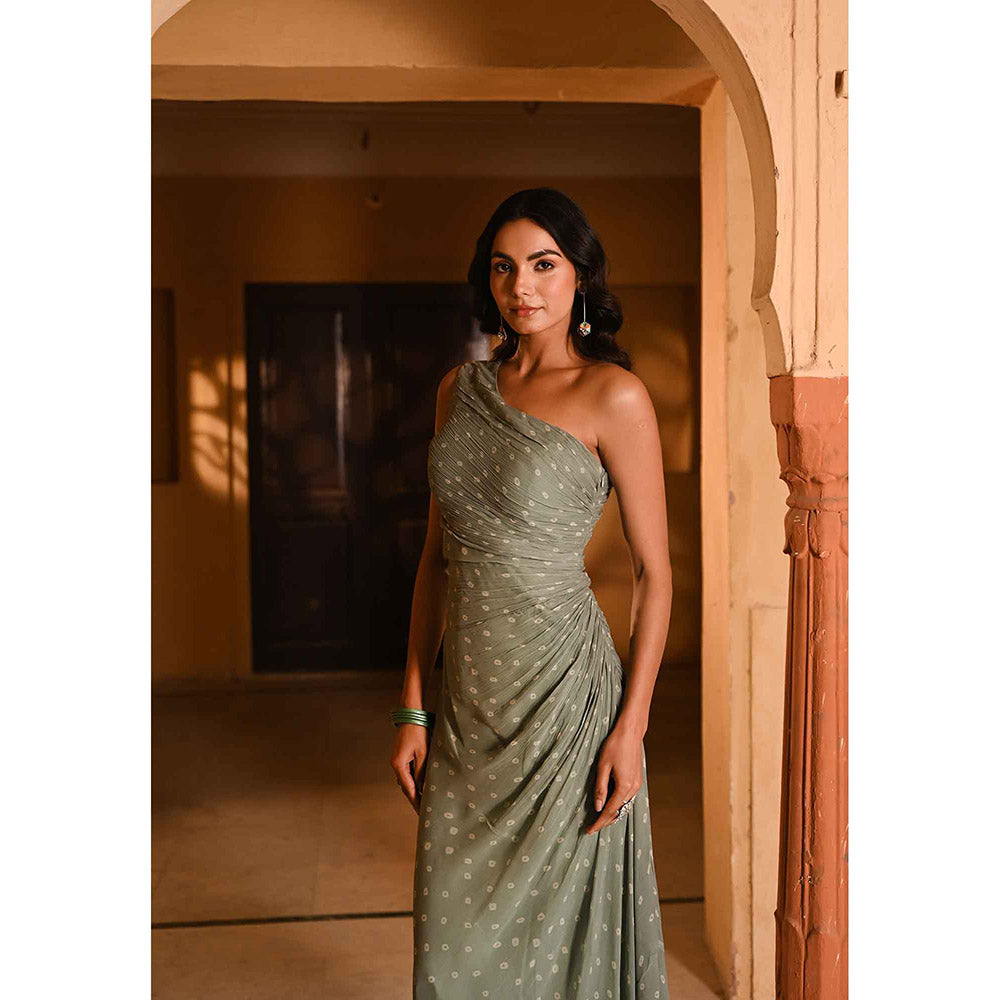 Baise Gaba Bandhani Green Dress