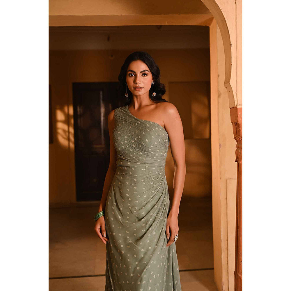 Baise Gaba Bandhani Green Dress