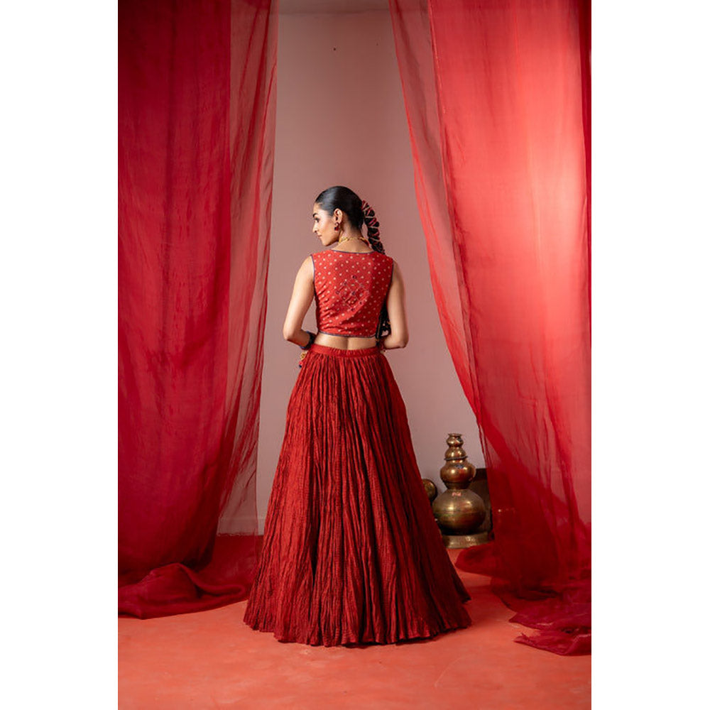 Baise Gaba Rasm Red Top and Skirt
