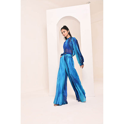Bani Khurana Blue Printed Embroidered Co-Ord (Set of 2)