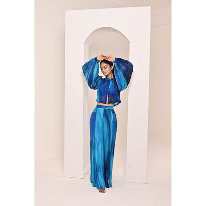 Bani Khurana Blue Printed Embroidered Co-Ord (Set of 2)