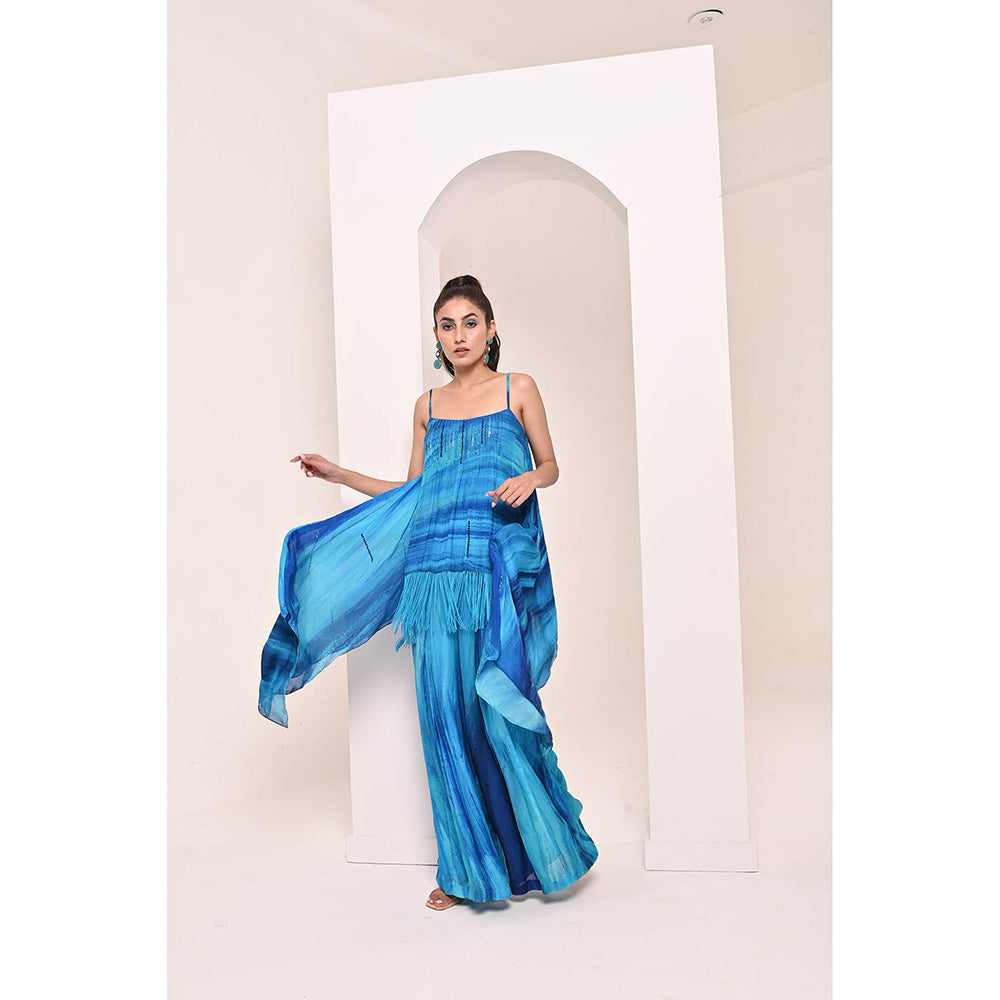 Bani Khurana Blue Printed Sleeveless Co-Ord (Set of 2)