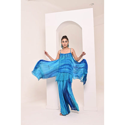 Bani Khurana Blue Printed Sleeveless Co-Ord (Set of 2)