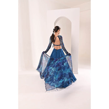 Bani Khurana Printed Embroidered Lehenga with Blouse and Dupatta (Set of 3)