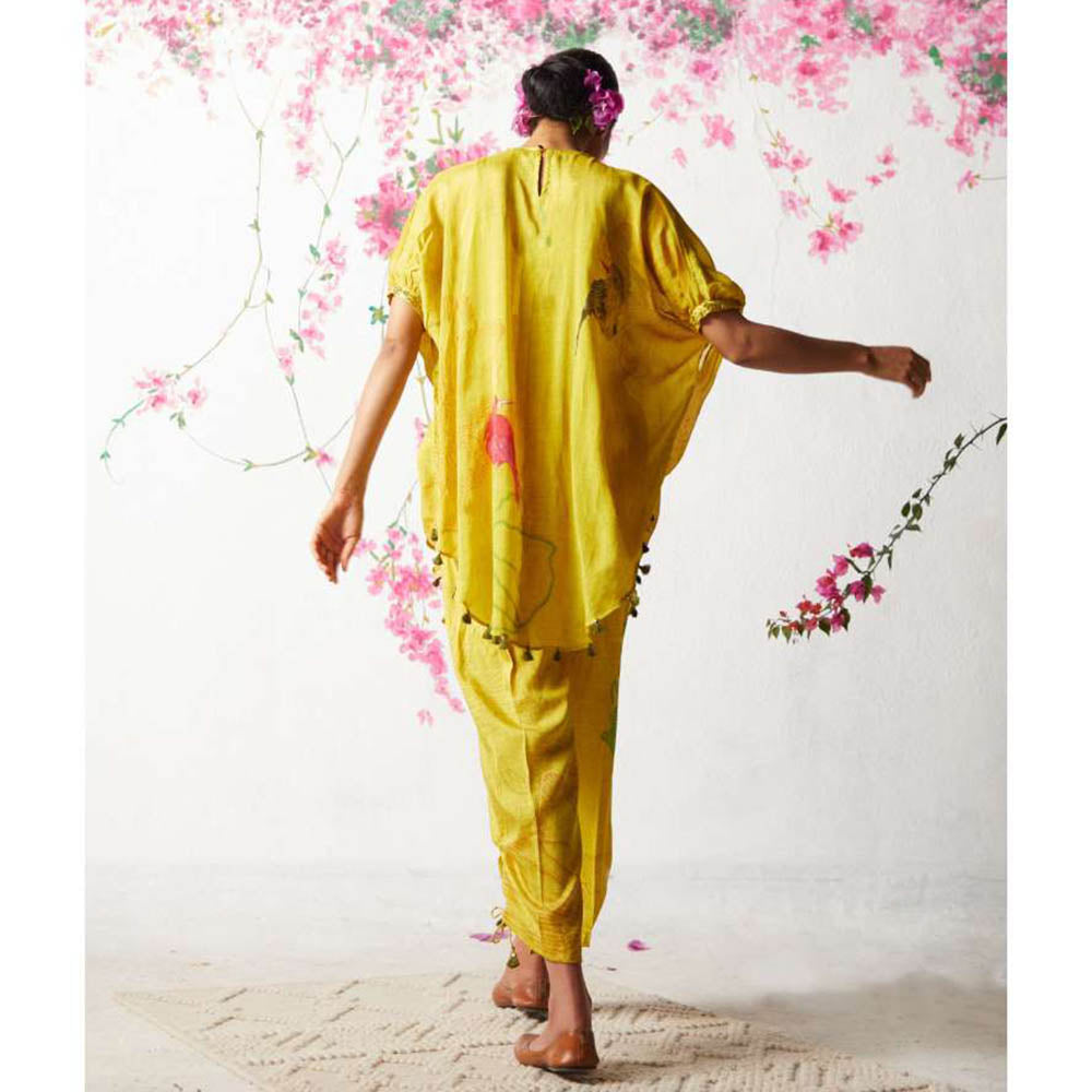 Basil Leaf Yellow Kaftan with Pant and Inner (Set of 3)