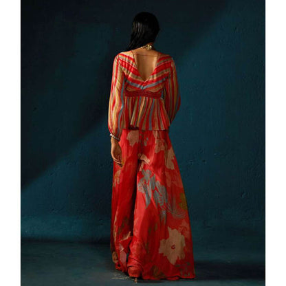 Basil Leaf Red Palazzo with Top (Set of 2)
