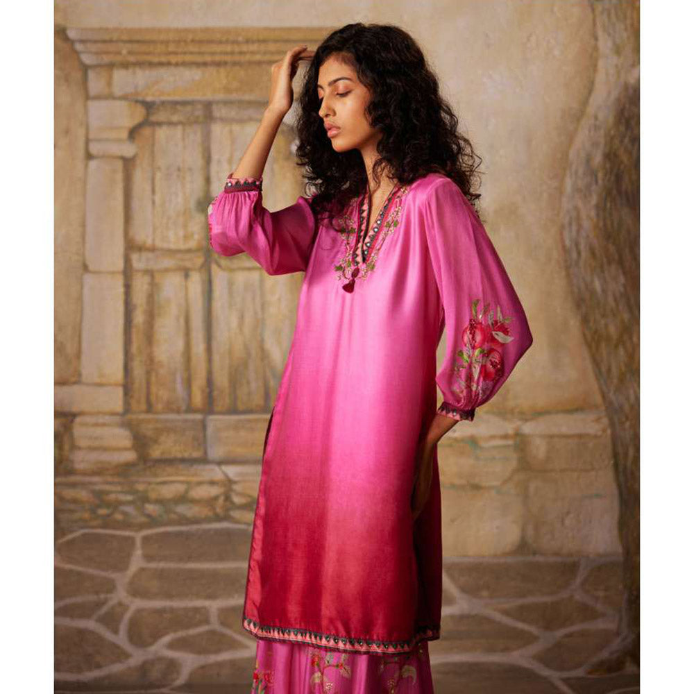Basil Leaf Pink Sharara with Kurti and Dupatta (Set of 3)
