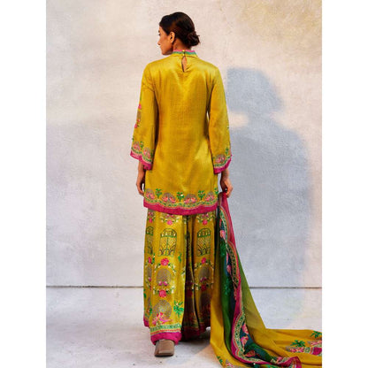 Basil Leaf Citrin Yellow Kurta with Palazzo and Dupatta (Set of 3)
