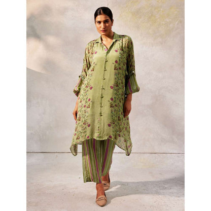 Basil Leaf Pista Green Kurta with Pant and Dupatta (Set of 3)