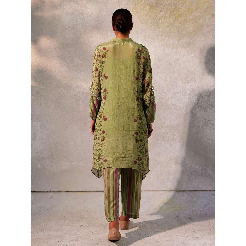 Basil Leaf Pista Green Kurta with Pant and Dupatta (Set of 3)