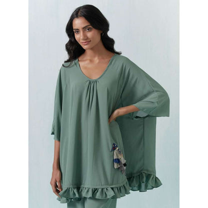 Basanti Kapde aur Koffee Green Moss Crepe Co-Ords (Set of 2)