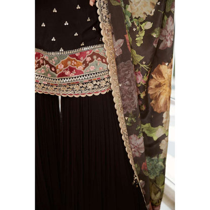 Basanti Kapde aur Koffee Black Georgette Kurta and Sharara with Dupatta (Set of 3)