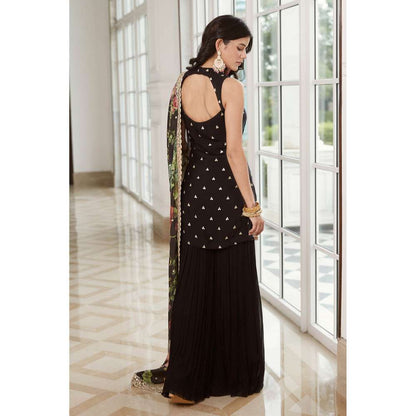 Basanti Kapde aur Koffee Black Georgette Kurta and Sharara with Dupatta (Set of 3)