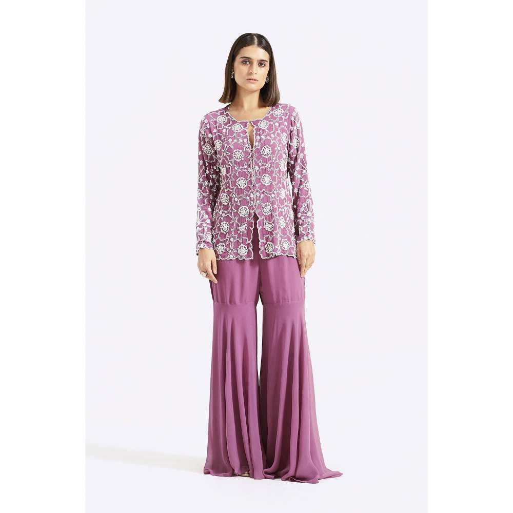 Basanti Kapde aur Koffee Purple Embroidered Co-Ord (Set of 2)