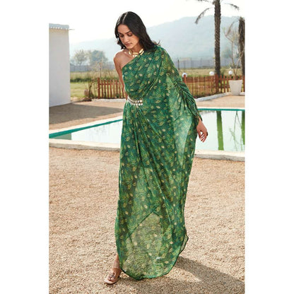 Basanti Kapde aur Koffee Green Georgette Kaftan