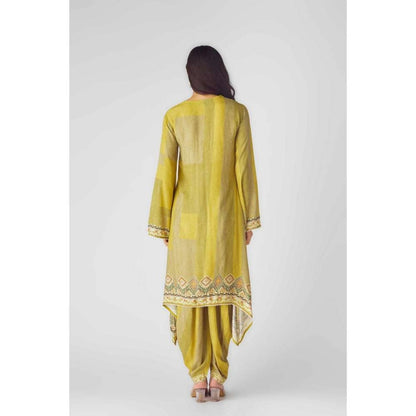 Basanti Kapde aur Koffee Womens Printed Green Kurta with Dhoti Pant (Set of 2)