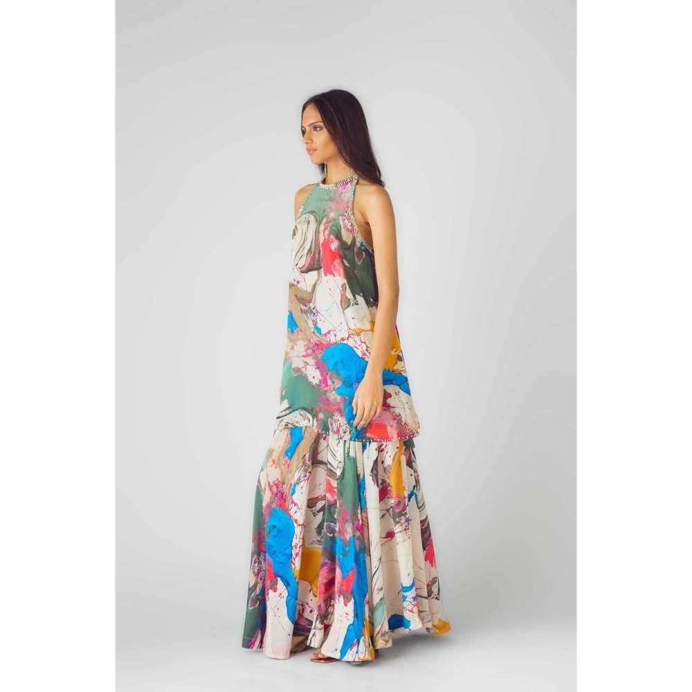 Basanti Kapde aur Koffee Womens Printed Multi-Color Kurti with Sharara (Set of 2)