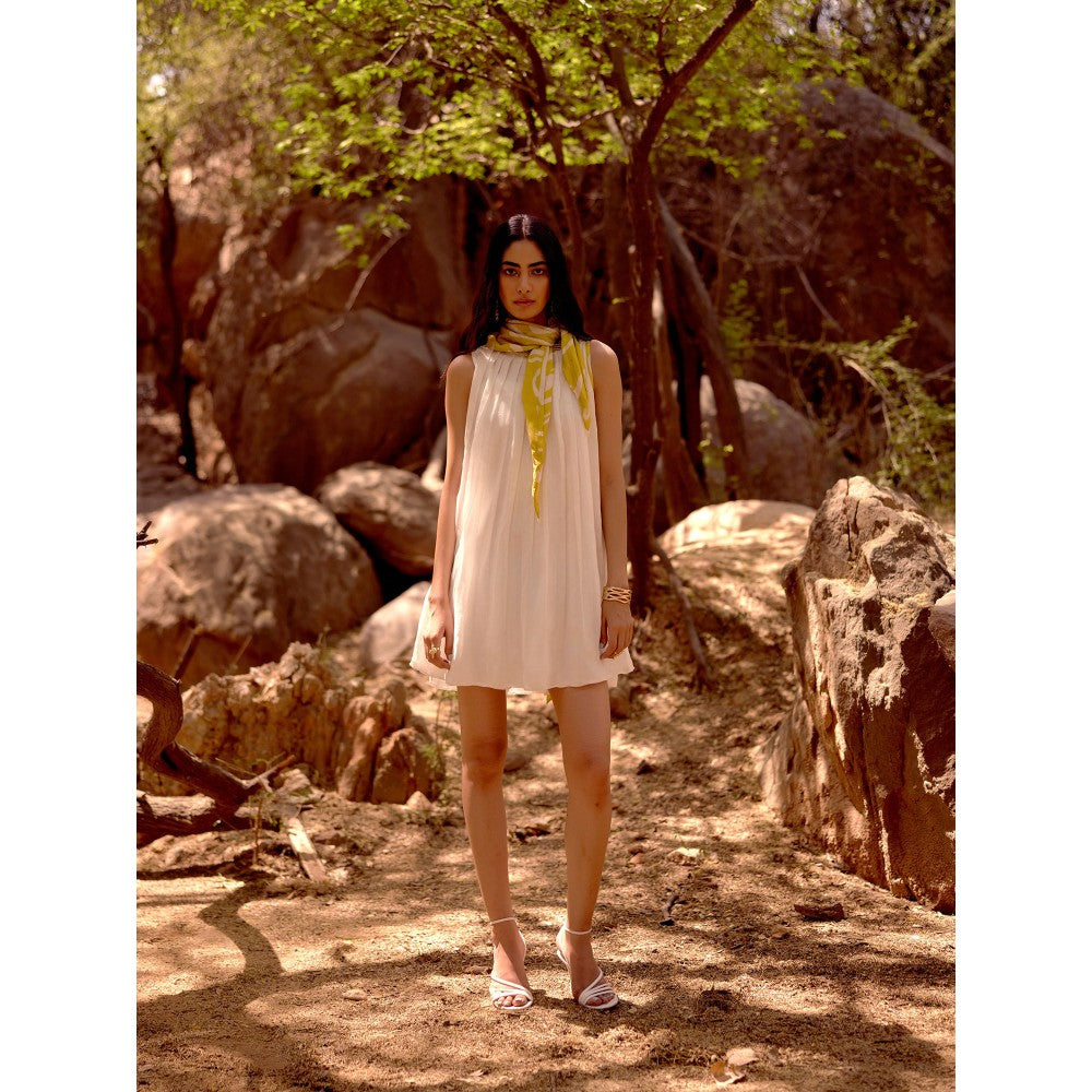 Basanti Kapde aur Koffee Ivory Solid/Plain Ivory Drift Organza Dress
