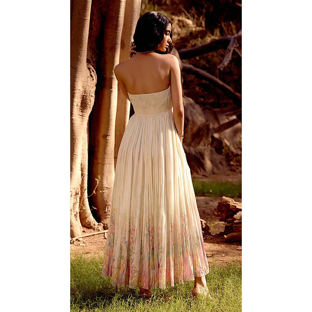 Basanti Kapde aur Koffee Ivory Aurora Summer Silk Maxi Dress