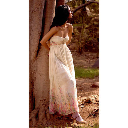 Basanti Kapde aur Koffee Ivory Aurora Summer Silk Maxi Dress