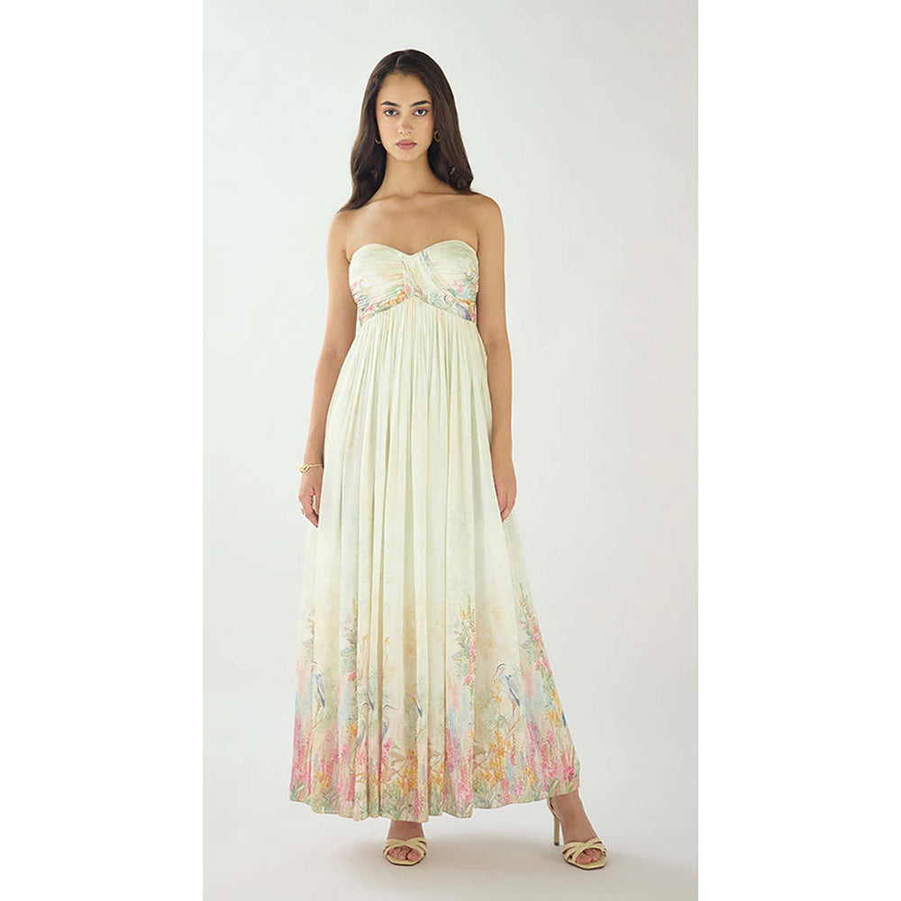 Basanti Kapde aur Koffee Ivory Aurora Summer Silk Maxi Dress