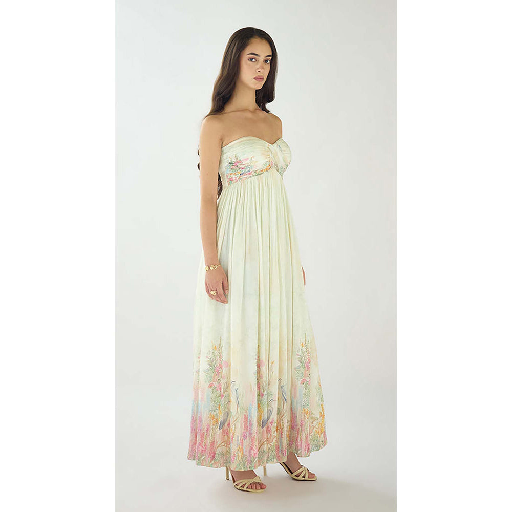 Basanti Kapde aur Koffee Ivory Aurora Summer Silk Maxi Dress