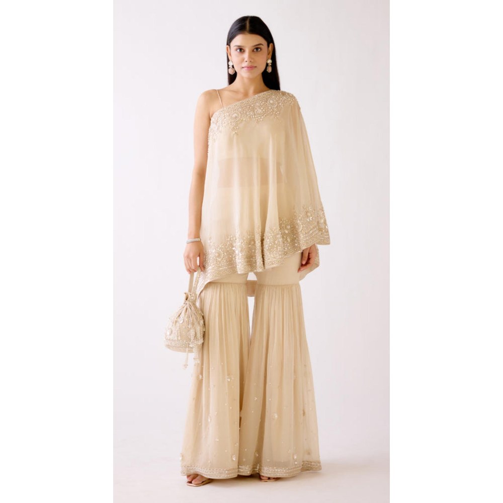 Basanti Kapde aur Koffee The Evening Glow Sharara With Bustier And Cape
